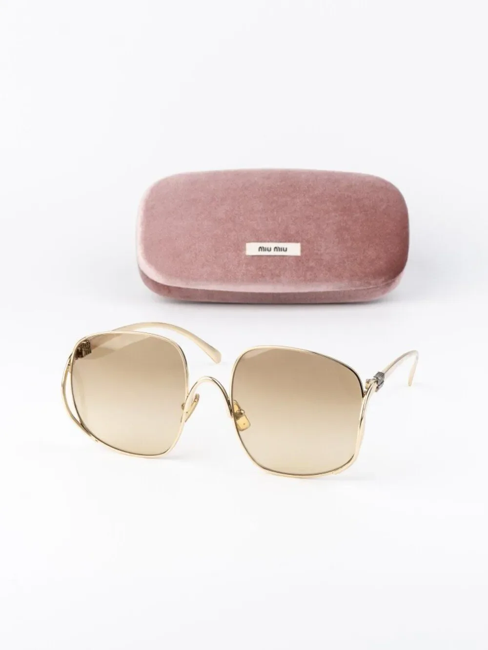 Miu Miu Women Sunglasses Gold Yellow Gradient Square MUA57S 5AK20S NEW AUTHENTIC